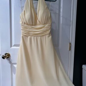 Yellow chiffon halter style dress